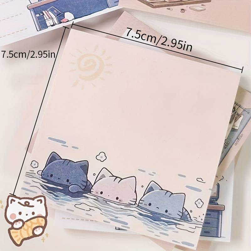 Comic Cat Sticky Notes Cute Cartoon Sticky Notes Paper Like - Temu